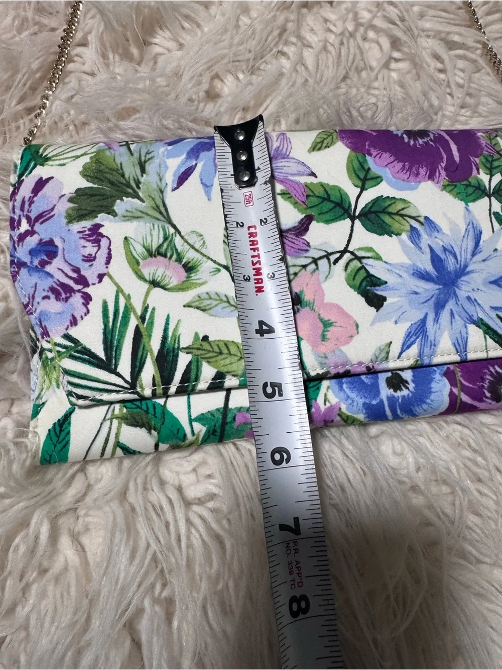 Talbots floral envelope crossbody bag Leather Trim And Chain Link Strap